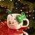 Новогодняя фарфоровая чашка с ложкой Merry Christmas 400 (мл) Зеленый Yiwu FM-CS-19B, Зелений