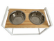 Миски на підставці для собак з регульованою висотою Loft White Natural Wood L &ndash; 52x26x45см