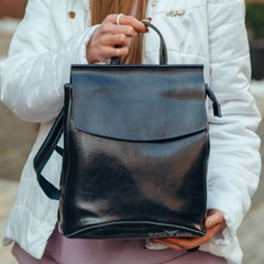 Жіночий шкіряний рюкзак-трансформер в чорному кольорі Tiding Bag - 26767