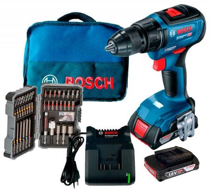 Акумуляторна дриль-шуруповерт Bosch Professional GSR 18 V-50 + 2 акб 2Ah + GAL 18V-20 + набір біт + сумка