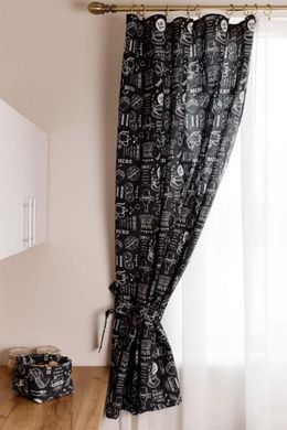 Готові штори Breakfast black (2 од.) 180х136 см, Черный