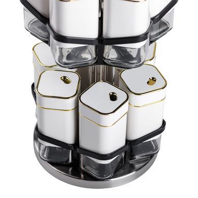 Набір для спецій на підставці 12 шт. 120 мл карусель для спецій Білий HP-1315