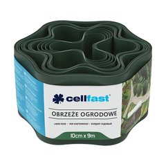 Cellfast Стрічка газонна, бордюрна, хвиляста, 10см x 9м, темно-зелена, Темно-зеленый