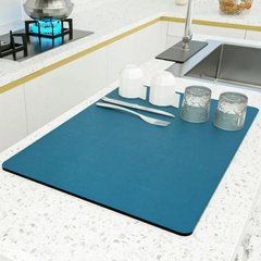 Суперпоглинальний килимок нековзний для сушіння посуду суперабсорбувальний 29*39 см Синій, Синий