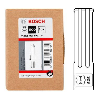 Пікове зубило Bosch (2608690128) SDS-max, 400 мм, 10 шт
