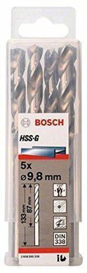 Свердла по металу Bosch HSS-G, DIN 338, 9,8&times;87 мм, 5 шт (2608595338)