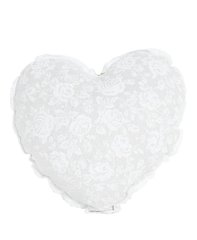 Диванная подушка сердце White rose с кружевом