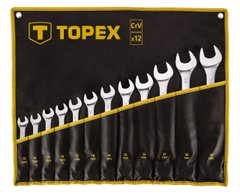 Topex Ключі гайкові, набір 12 од., комбіновані, 13-32 мм, CrV, чохол-скручування