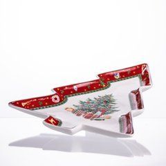 Сервірувальне новорічне блюдо для закусок Christmas 29&times;24&times;2 (см) порцеляна HP-SDHK-17, Червоний