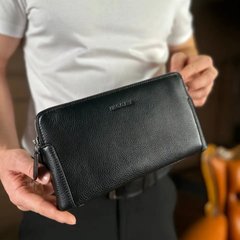 Чорний гаманець-клатч на дві блискавки із натуральної шкіри Marco Coverna МС8747-3, Черный
