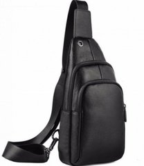 Чоловіча шкіряна сумка слінг TIDING BAG A25F-012-1A чорна, Черный