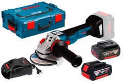 Угловая шлифмашина Bosch GWS 18V-10 C + 2 акб 5 Ah + ЗУ GAL 1880 CV + L-Boxx 136 (06019G310D)