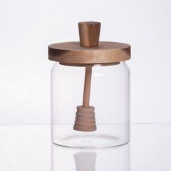 Медовниця скляна з кришкою і ложкою 500 (мл) 64486-2, Прозрачный