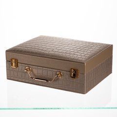 Скринька для прикрас з еко шкіри 19 відділень з дзеркалом 23.5&times;14&times;8 см Золотистий HP-5-20GOLD