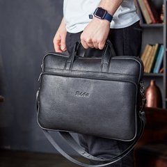 Стильна сумка для ноутбука з натуральної шкіри чорна TD-2205, Черный