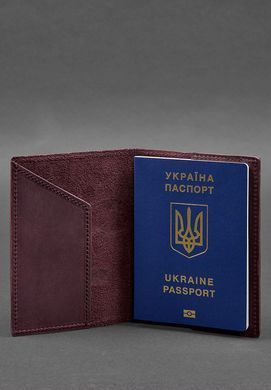 Шкіряна обкладинка для паспорта з мапою України бордовий Crazy Horse, Бордовый, натуральна шкіра Crazy Horse