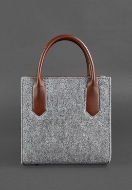 Фетрова жіноча сумка-кроссбоді Blackwood з шкіряними коричневими вставками, натуральна шкіра краст, еко-фетр