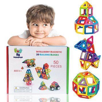 Магнітний Конструктор 3D Магніти 50 деталей Brighty Bright