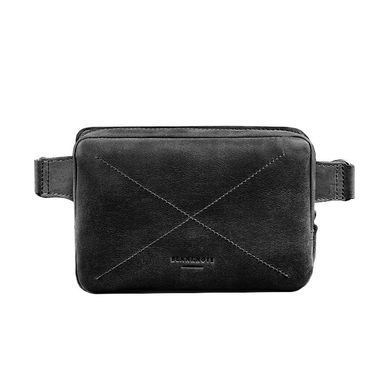 Кожаная поясная сумка Dropbag Mini черная Crazy Horse