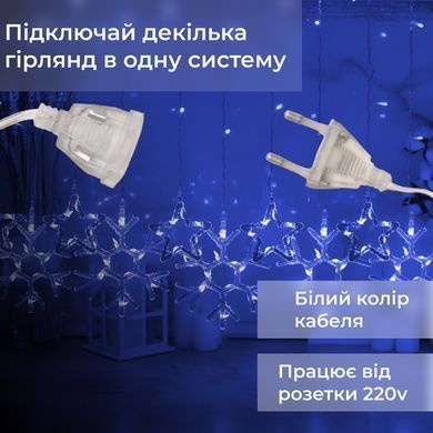Гірлянда штора 3х0,9 м сніжинка зірка на 145 LED лампочок світлодіодна 10 шт Жовтий 1733068Y