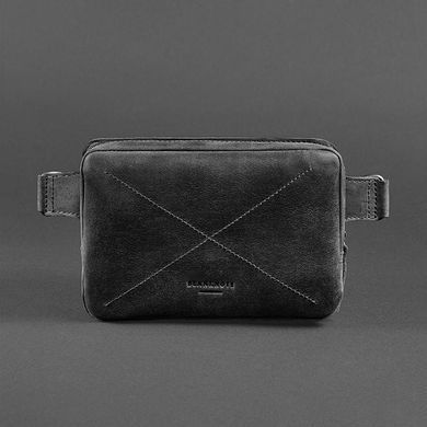 Кожаная поясная сумка Dropbag Mini черная Crazy Horse