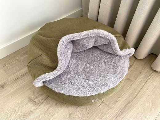 Лежак для Собак та Котів Lounge Olive з капюшоном XS діаметр 50см