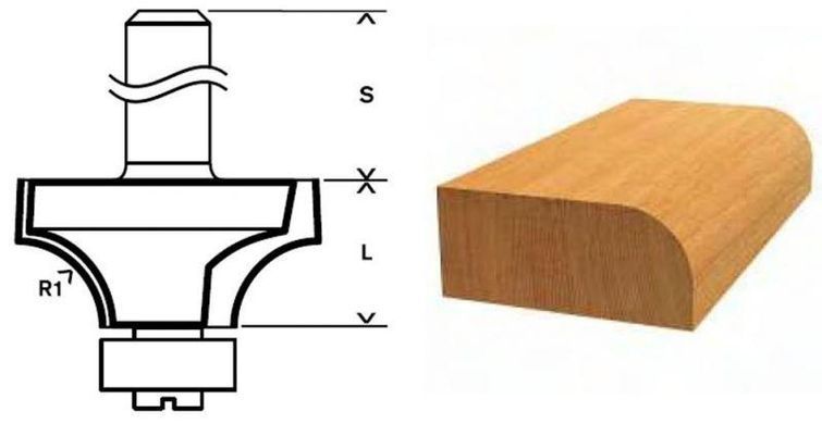 Фреза карнизная Bosch 8 мм, 22.2&times;13.2&times;55 мм R4,75 (2608629373)