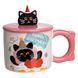 Кубок порцелянова з кришкою Kitten's Birthday 400 (мл) подарункова кружка прикольна чашка для дітей на подарунок Рожевий FM-24C, Рожевий