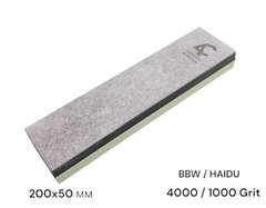 Камінь точильний (BBW+HAIDU) 200мм*50мм, 4000/1000 Grit, гранатовий сланець та оксид алюмінію Corund Al2O3, серый