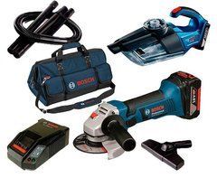 Набір Bosch УШМ GWS 18-125 V-Li + пилосос GAS 18V-1 з/у AL 1860 CV + 2 x акб GBA 18V 5 Ah + сумка (060193A3BP)