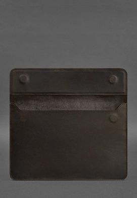 Кожаный чехол-конверт на магнитах для MacBook 14 Темно-коричневый Crazy Horse