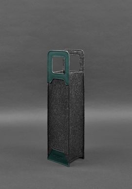 Чехол для вина 1.0 из фетра с кожаными вставками зеленый Краст