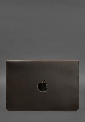 Кожаный чехол-конверт на магнитах для MacBook 14 Темно-коричневый Crazy Horse