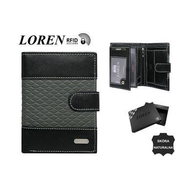 Кошелек мужской кожаный LOREN N4L-DDG-BOX-9004 черный с серым