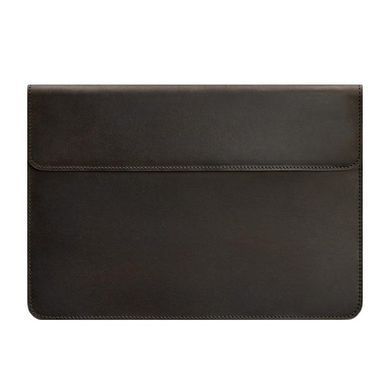 Кожаный чехол-конверт на магнитах для MacBook 14 Темно-коричневый Crazy Horse