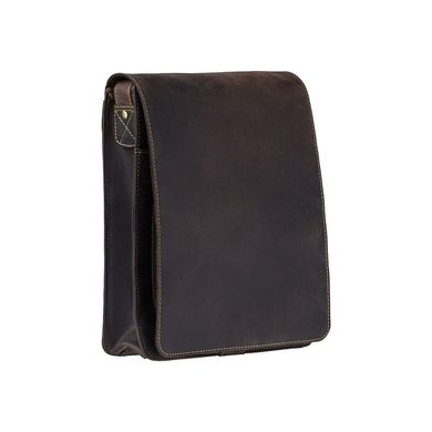 Чоловіча шкіряна сумка Visconti 18410 blk, Темно-коричневый, Шкіра, Клапан