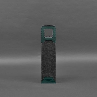 Чехол для вина 1.0 из фетра с кожаными вставками зеленый Краст