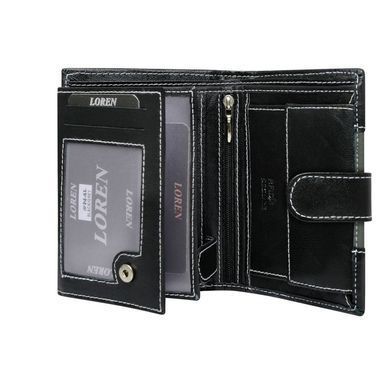 Кошелек мужской кожаный LOREN N4L-DDG-BOX-9004 черный с серым