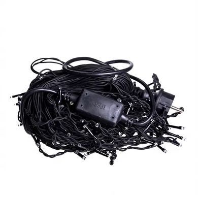 Вулична гірлянда бахрома 12 м 200 led чорний провід Синій 12MBBL