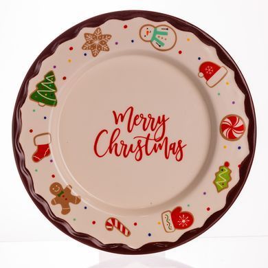 Новорічна тарілка з порцеляни Merry Christmas т &Oslash;27.5 см CR-1-39, Разные цвета