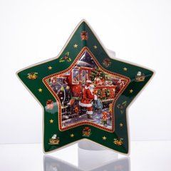 Сервірувальне новорічне блюдо для закусок Santa 25,5 (см) з порцеляни HP-SDHK-20, Зелений
