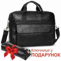 Чоловіча ділова сумка-портфель SK N5465 із натуральної шкіри, Черный