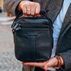Чоловіча шкіряна сумка-барсетка з ручкою Tiding Bag 760957 чорна, Черный