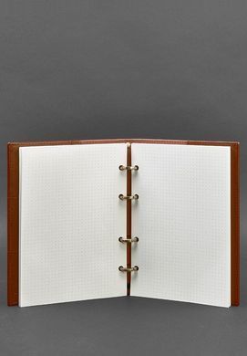 Кожаный блокнот на кольцах (софт-бук) 9.0 с твердой коричневой обложкой