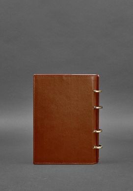 Кожаный блокнот на кольцах (софт-бук) 9.0 с твердой коричневой обложкой
