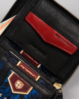 Кошелек мужской кожаный Peterson PTN 340.03 BLACK+RED черный