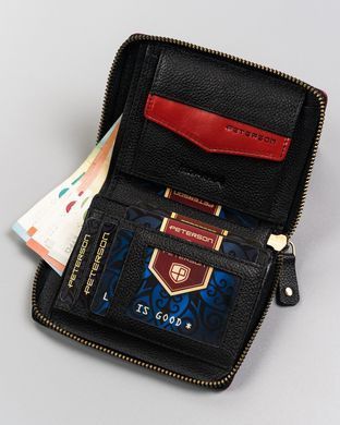 Кошелек мужской кожаный Peterson PTN 340.03 BLACK+RED черный