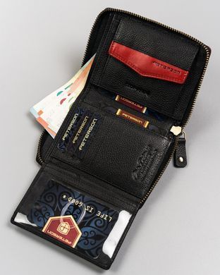 Кошелек мужской кожаный Peterson PTN 340.03 BLACK+RED черный