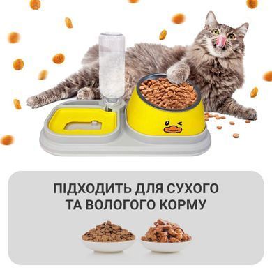 Миска-лабиринт для корма для кошек и собак с автоматической поилкой 3 в 1 желтая Com010