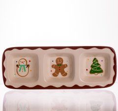 Менажница фарфоровая Merry Christmas на 3 секции 30&times;11&times;2.5 (см) прямоугольная CR-1-41